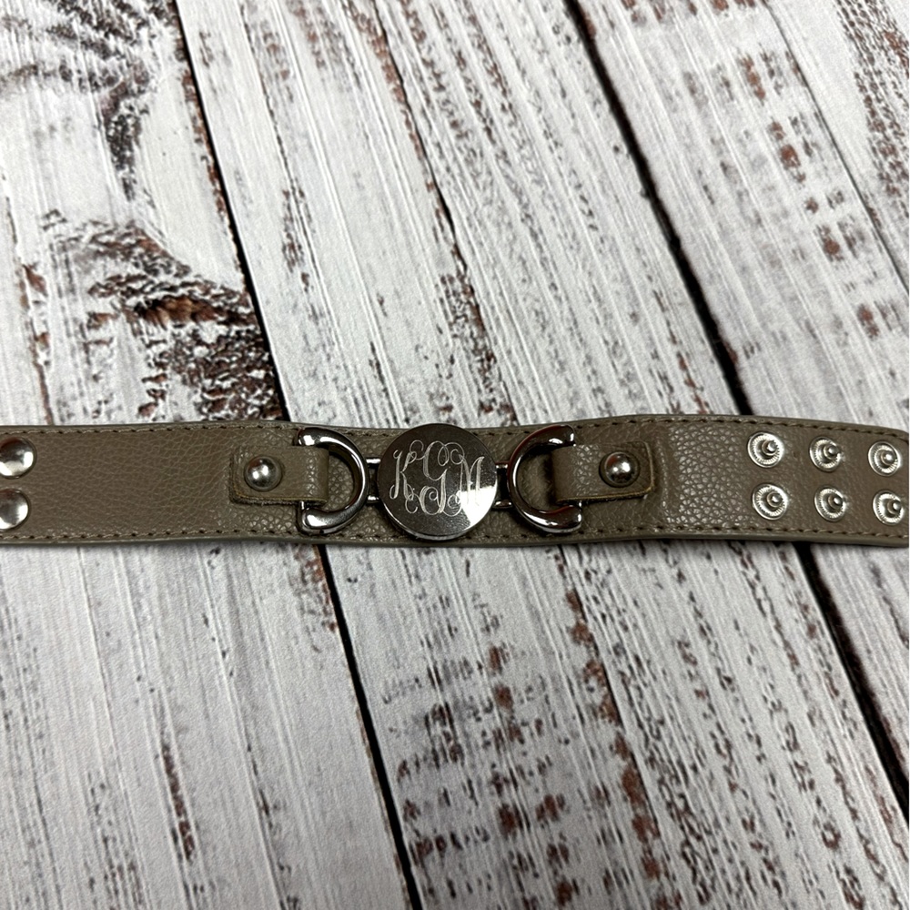🌟 Monogram Cuff Faux Leather w/ Plated Silver Bracelet - KGM 🌟